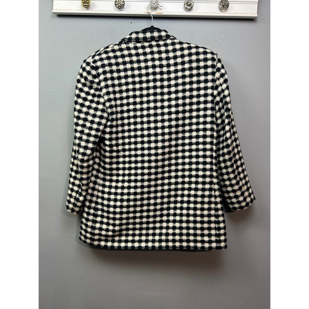Lauren Alexandra Sport Blazer Womens M Black White Checkered Vintage Button USA